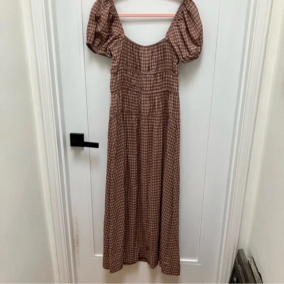 Reformation Rhett Midi Dress in Audrie Check - Size 4 - Picture 6 of 13